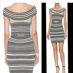 NWT Ronny Kobo ILANA Off Shoulder Olive/Tan/Black Bandage Bodycon Mini Dress XS